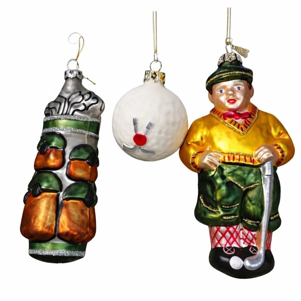 Kein Spielzeug german vintage golf Christmas ornament set glass holiday decor